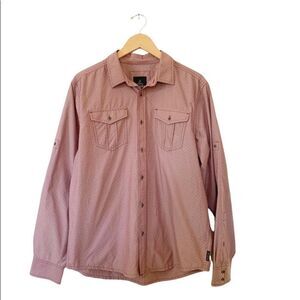 Prana Pink/Beige “Dusty Rose”‎ & White Pattern Casual Button Down Shirt